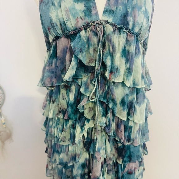 Blue Halter Neck Ruffle Dress - Picture 4 of 6